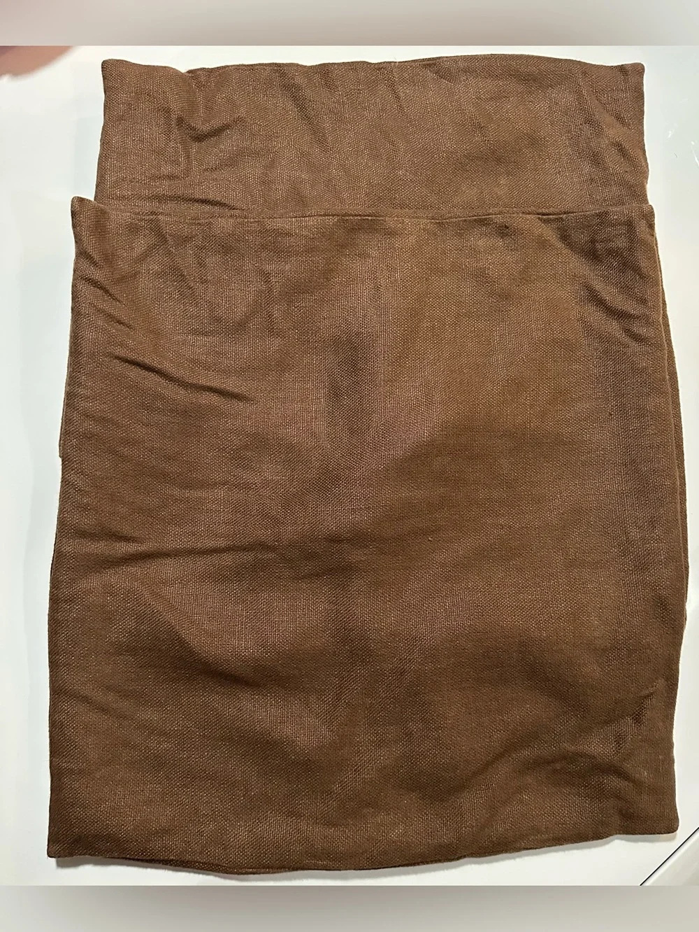 POTTERY BARN Pillow Cover Textured 100% LINEN Big Button Brown 18” X 18”